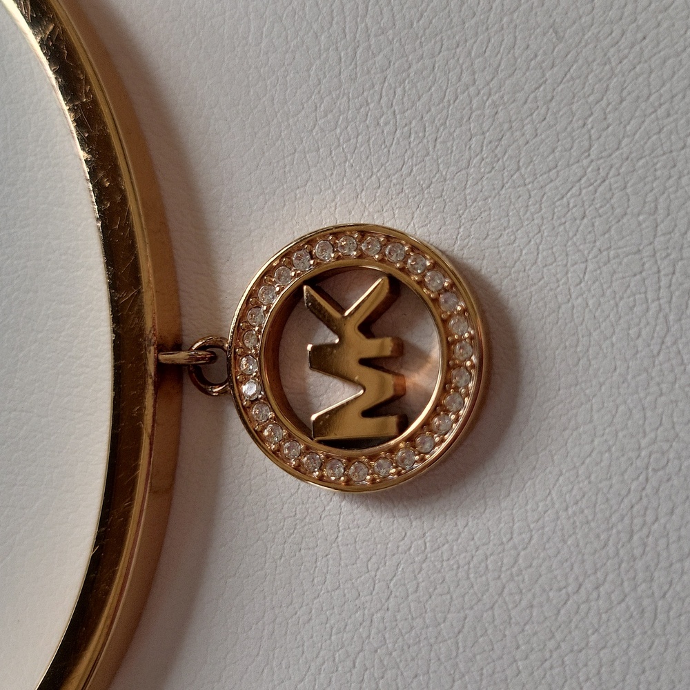 Michael Kors Rose Gold Crystal Logo Hinge Bracelet - Picture 8 of 11